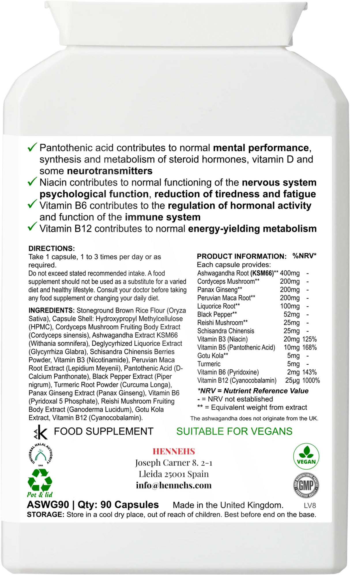 Ashwagandha v8 (ASWG90) - HENNEHS Ashwagandha v8 (ASWG90)
