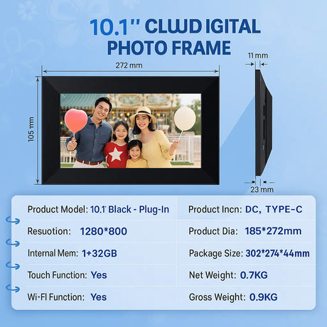 Rovesky Rechargeable Digital Photo Frame 10.1-inch 32G Cross-border HD Electronic Photo Album Smart Photo Frame - Alibaba HENNEHS