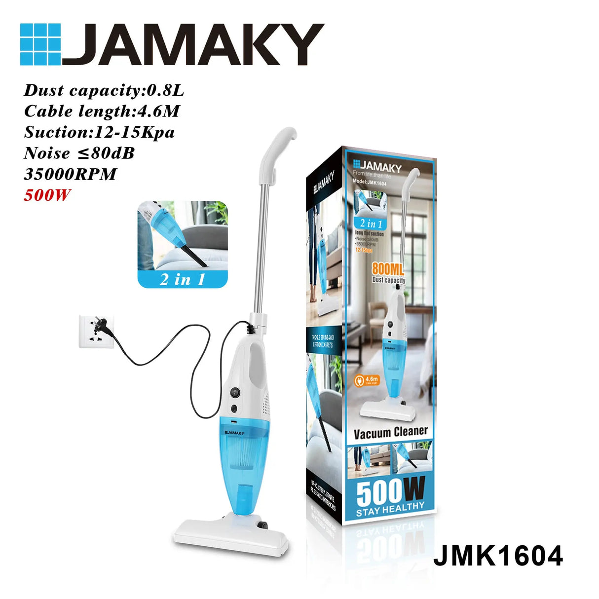 2-in-1 Handheld Vacuum and Mop with Powerful Suction HENNEHS