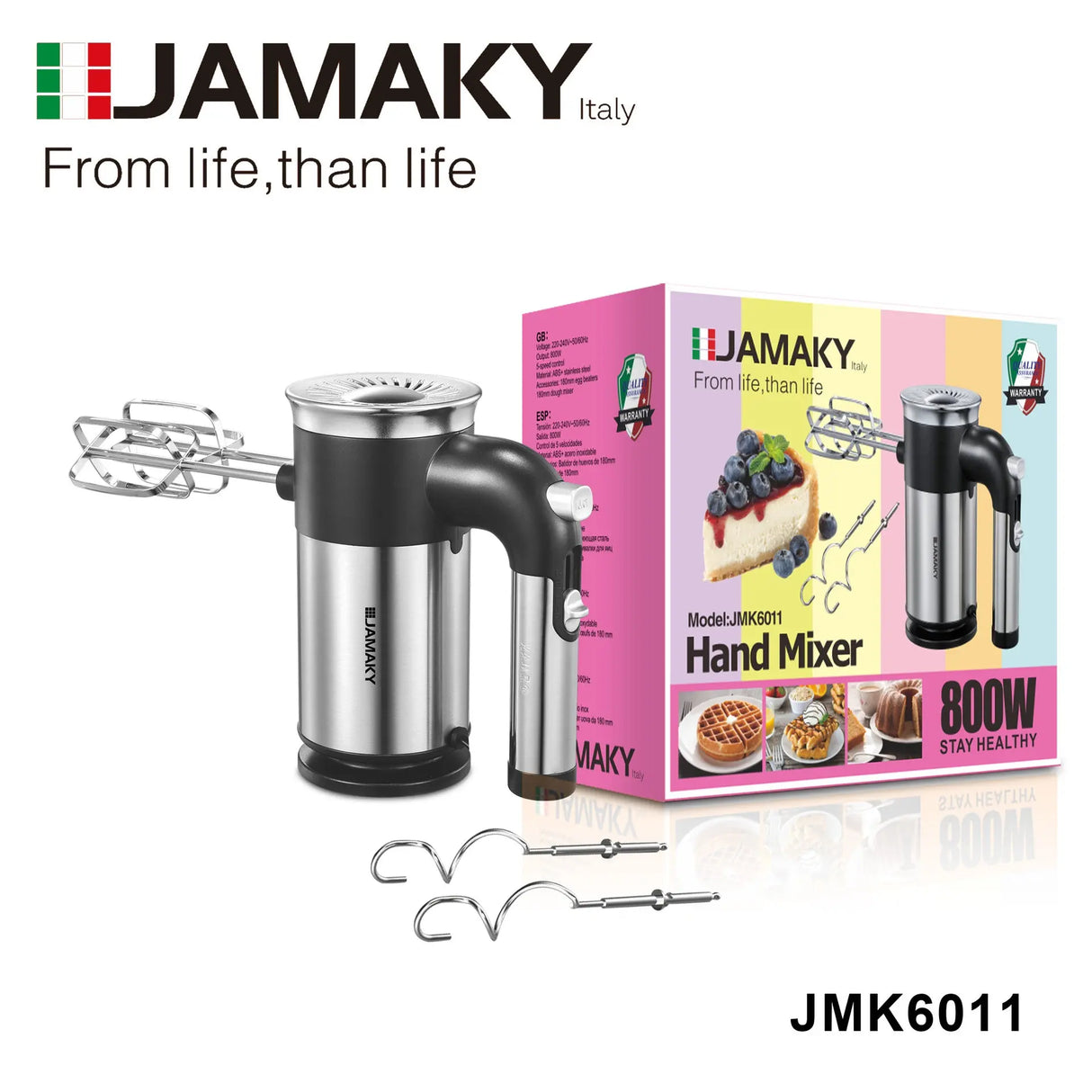 JAMAKY High-Power 5-Speed Handheld Electric Egg Beater HENNEHS