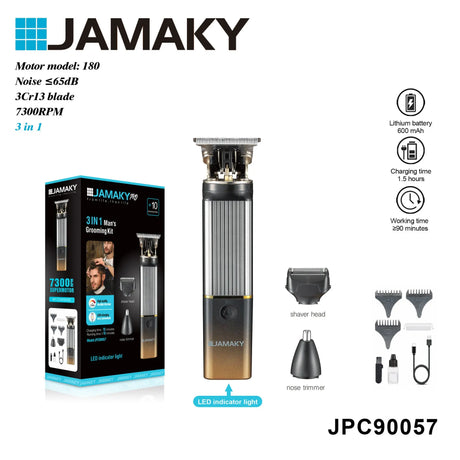 JAMAKY Rechargeable Hair Clipper – Low Noise Digital Grooming Tool HENNEHS