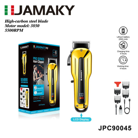 JAMAKY Hair Clipper – Long Battery, Steel Blade, No Hair Pulling HENNEHS