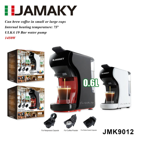 JAMAKY 1450W Capsule Coffee Machine with Temperature Control HENNEHS