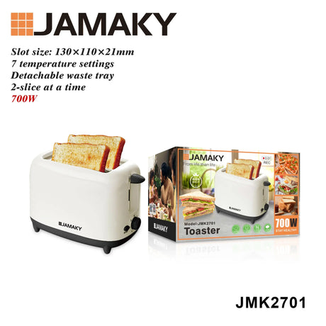 JAMAKY 2-Slice Fully Automatic Bread & Toaster Maker – 700W HENNEHS