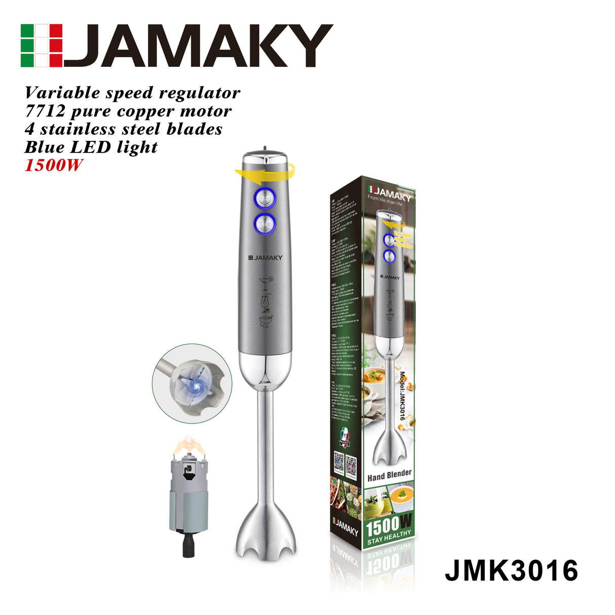 JAMAKY Handheld Blender Baby Food Meat Grinder Mixer Stick