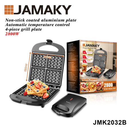 JAMAKY Electric Breakfast Maker for Waffles, Egg Rolls & Sandwiches, Fully Automatic HENNEHS