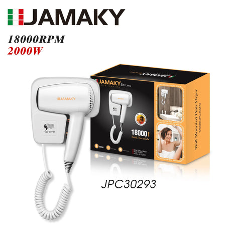 JAMAKY 1200W Wall-Mounted Hair Dryer – Compact, Quick Dry, Hot & Cold HENNEHS