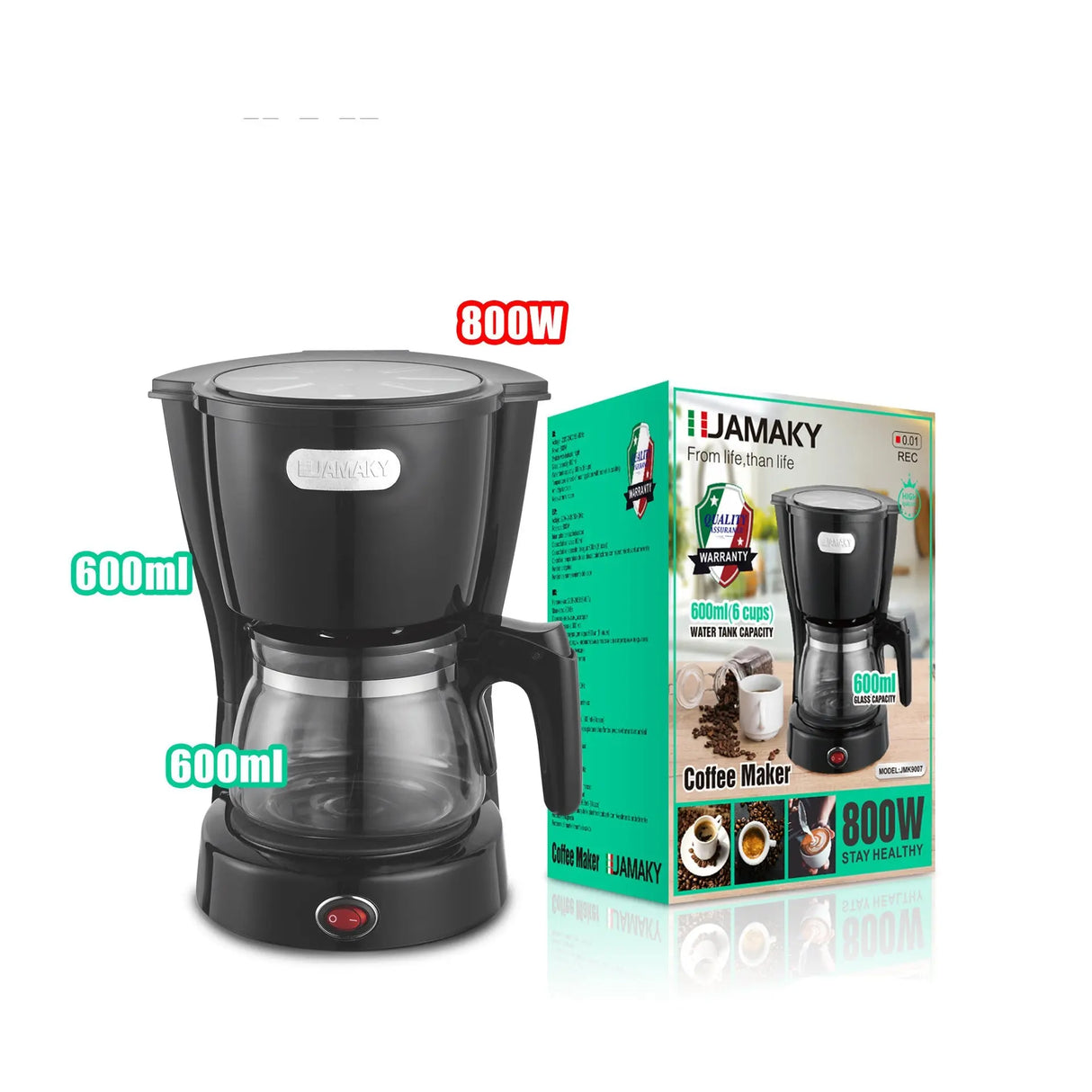 JAMAKY Semi-Automatic Drip Coffee Maker with Temperature Control HENNEHS