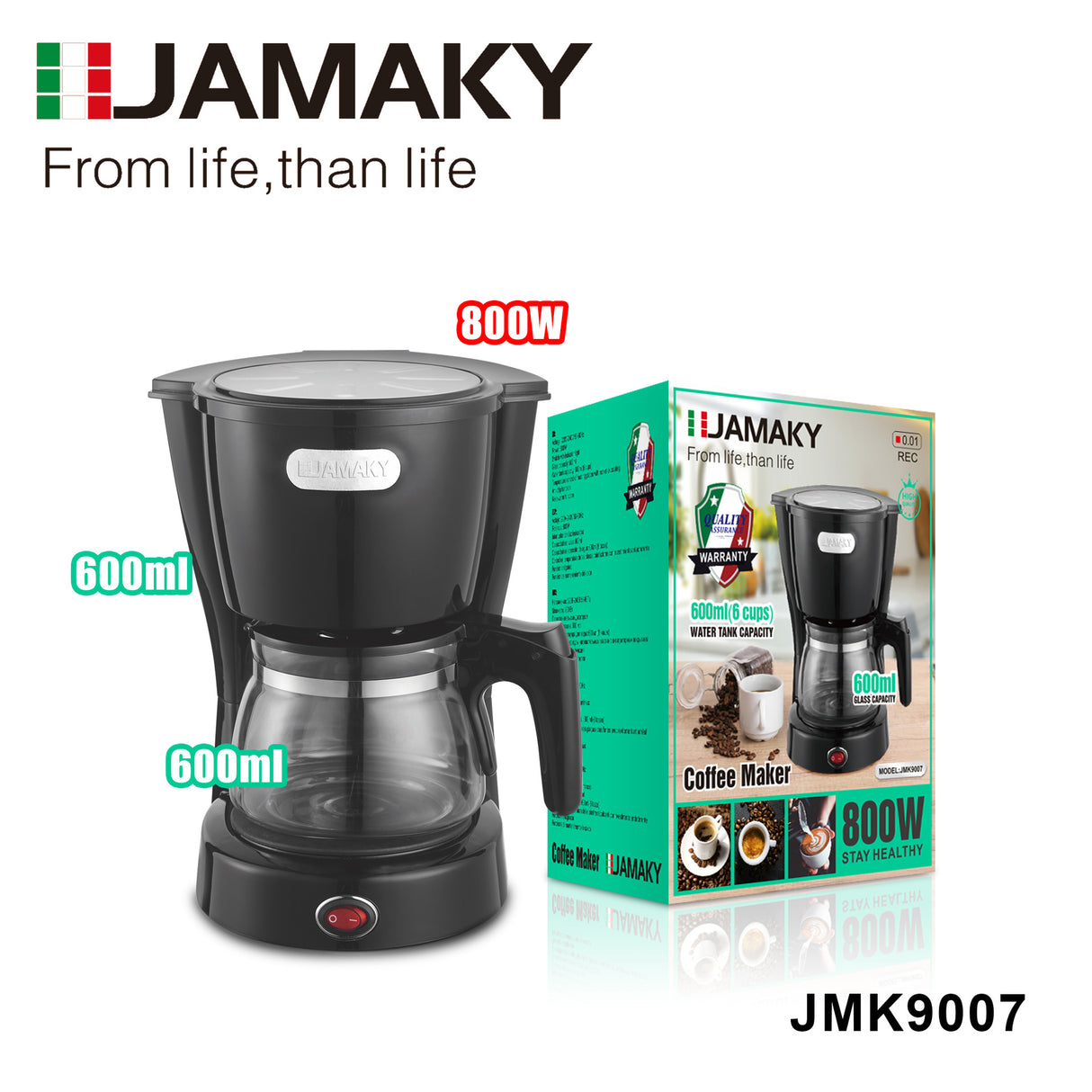 JAMAKY Semi-Automatic Drip Coffee Maker with Temperature Control