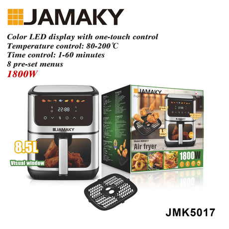 JAMAKY 6L Smart LED Touch Oil-Free Air Fryer HENNEHS