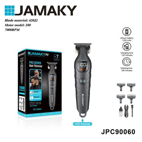 JAMAKY Rechargeable Hair Clipper – Low Noise, Washable Blade, Digital Display HENNEHS