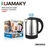 JAMAKY 1.8L Stainless Steel Electric Kettle with Auto-Off