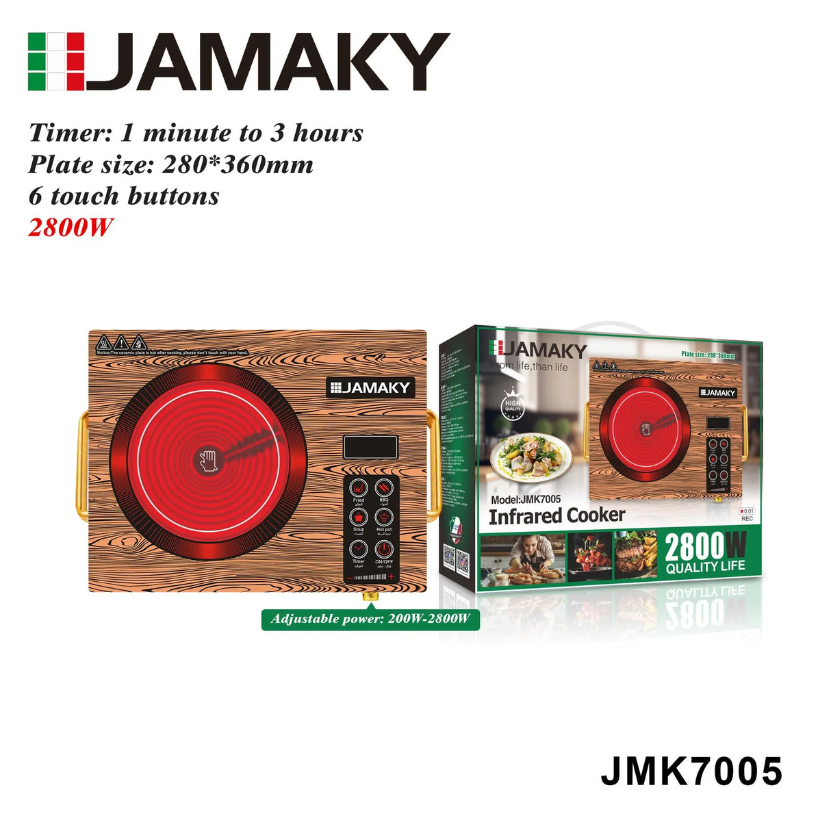 JAMAKY 2200W Touch-Control Electric Ceramic Cooker HENNEHS