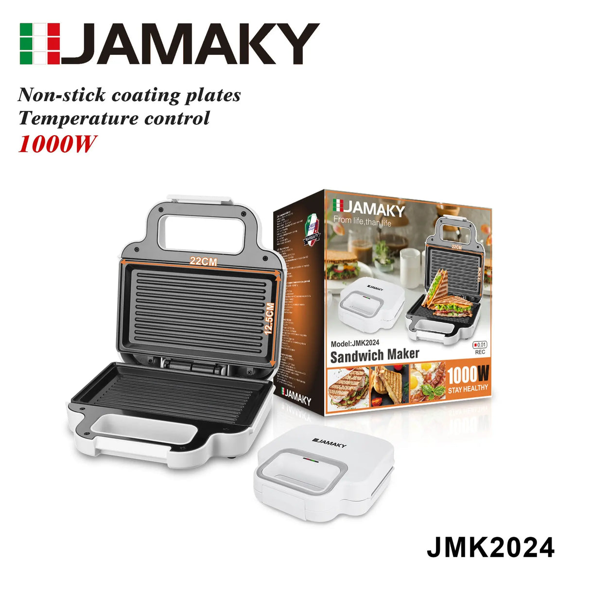 JAMAKY 8-in-1 Multifunction Sandwich & Breakfast Maker – 800W HENNEHS