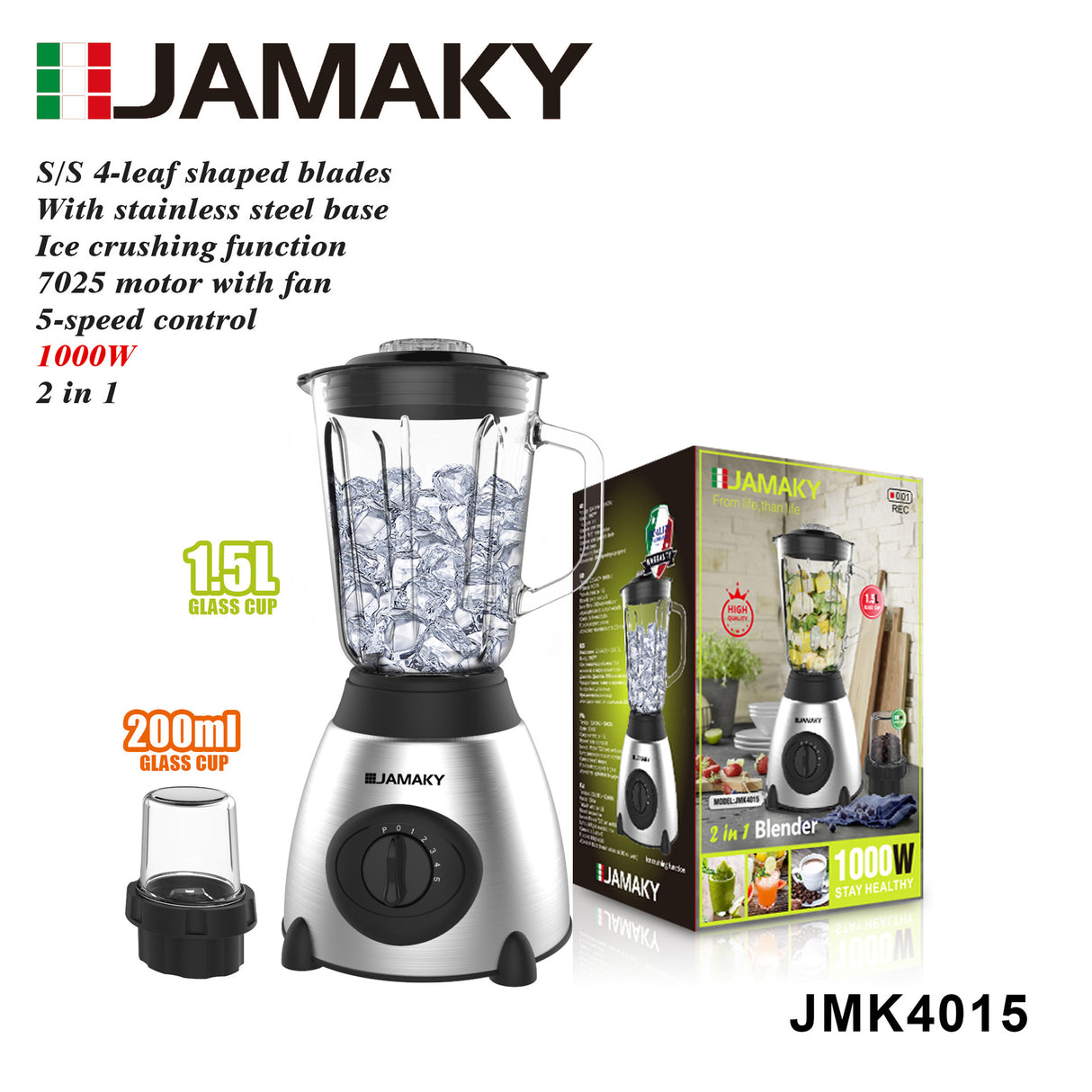 JAMAKY 1.5L Silent Juicer – Multi-Function, Slow Grinding