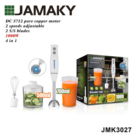 JAMAKY 4-in-1 Blender Food Processor Juicer Egg Beater Set HENNEHS