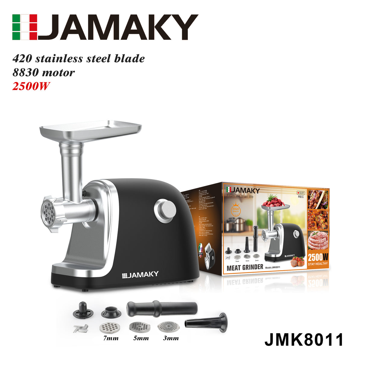 JAMAKY Electric Meat Grinder & Sausage Stuffer Machine