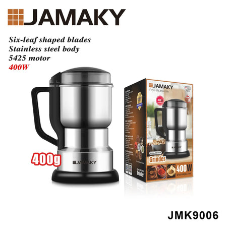 JAMAKY Electric White Stainless Steel Coffee Grinder HENNEHS