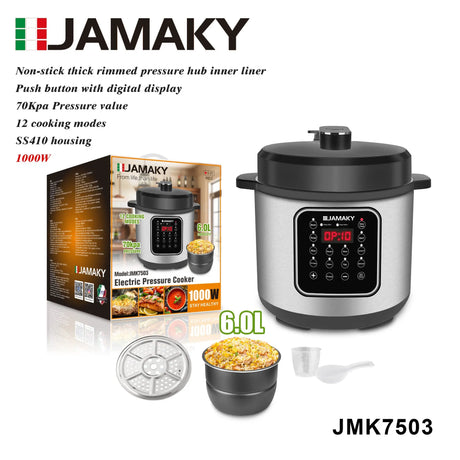 Smart Electric Pressure Cooker with Touch Control and 6L Capacity HENNEHS