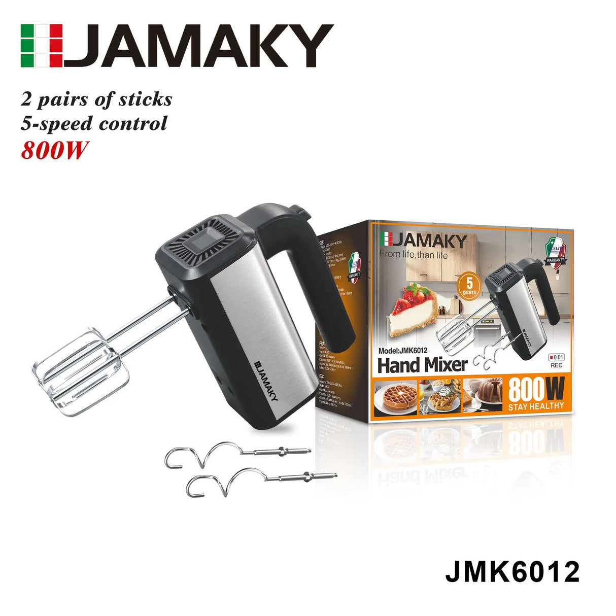 JAMAKY 5-Speed Handheld Egg Beater & Dough Mixer HENNEHS