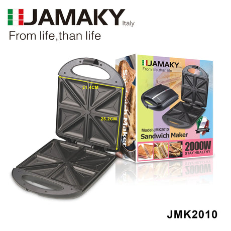 JAMAKY 1400W Electric Sandwich & Breakfast Maker – Stainless Steel Body HENNEHS