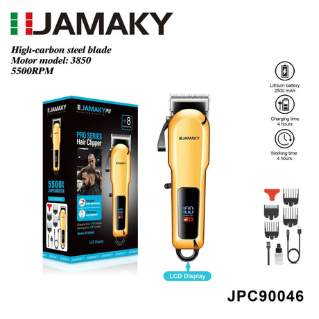 JAMAKY Hair Clipper – Rechargeable, Digital Display, Low Noise Shaving HENNEHS