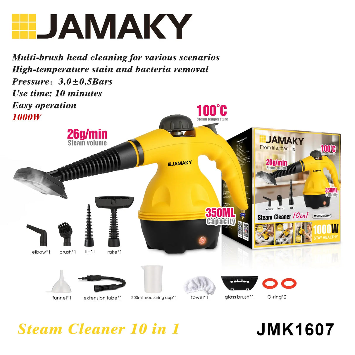 All-in-One Steam Cleaning Brush for Sofa, Mattress & Carpet HENNEHS